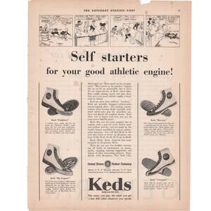 Keds Magazine Advertisement 1929 Vintage Sneakers Shoes Athletic US Rubber Co